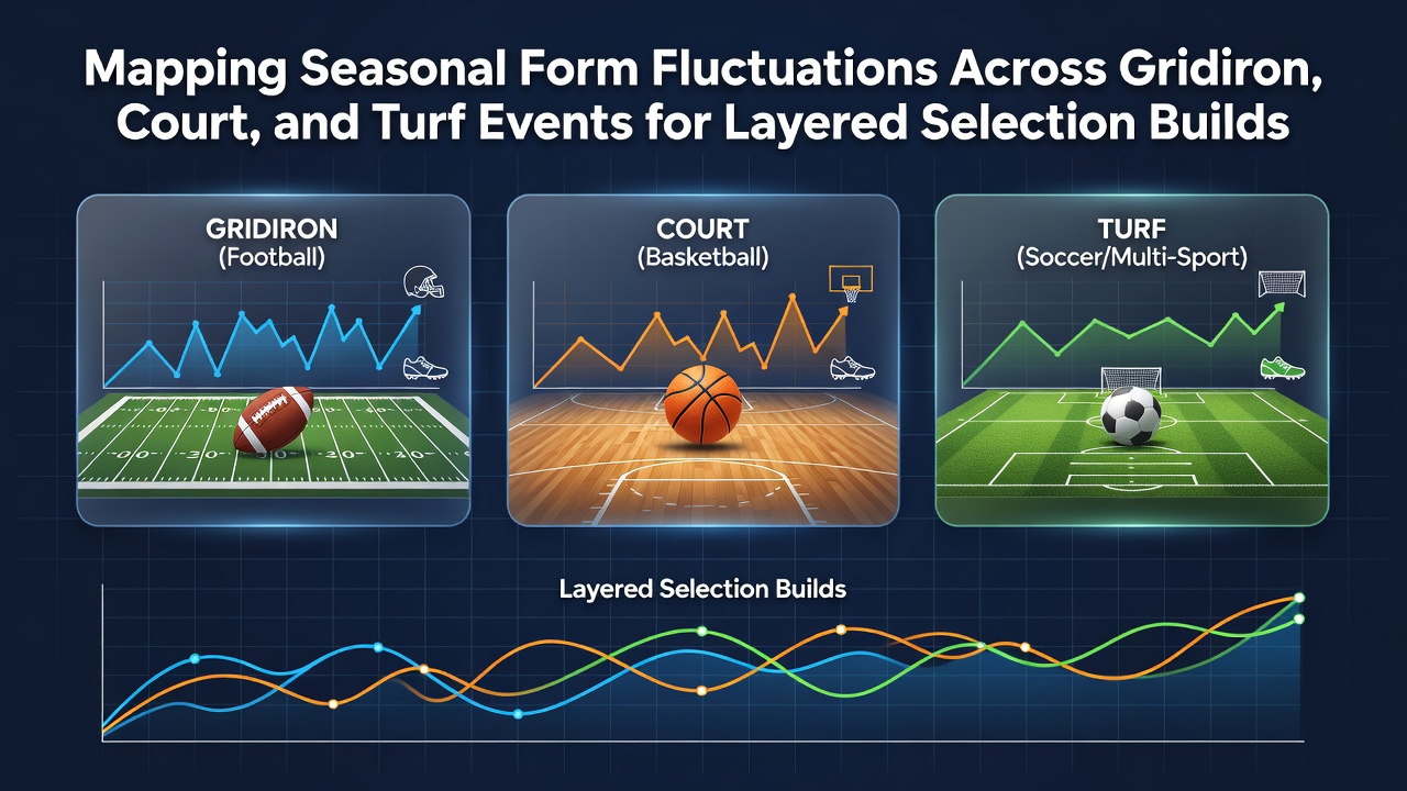 Seasonal performance charts showing form fluctuations across American football, basketball, and horse racing events
