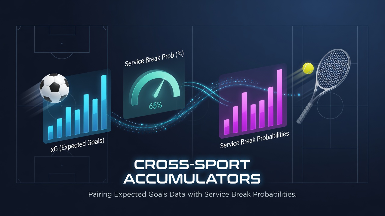 Soccer pitch overlaid with xG heatmaps next to tennis court service break probability charts