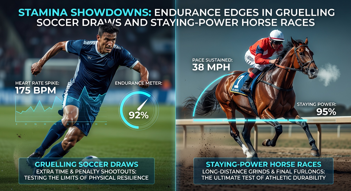A field of horses thundering down the stretch in a long-distance race, with stayers pulling ahead as front-runners tire
