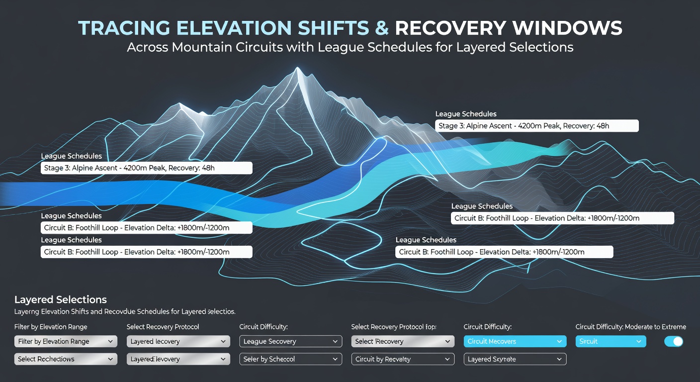 Mountain circuit elevation profile showing altitude changes across a racing route with recovery points marked