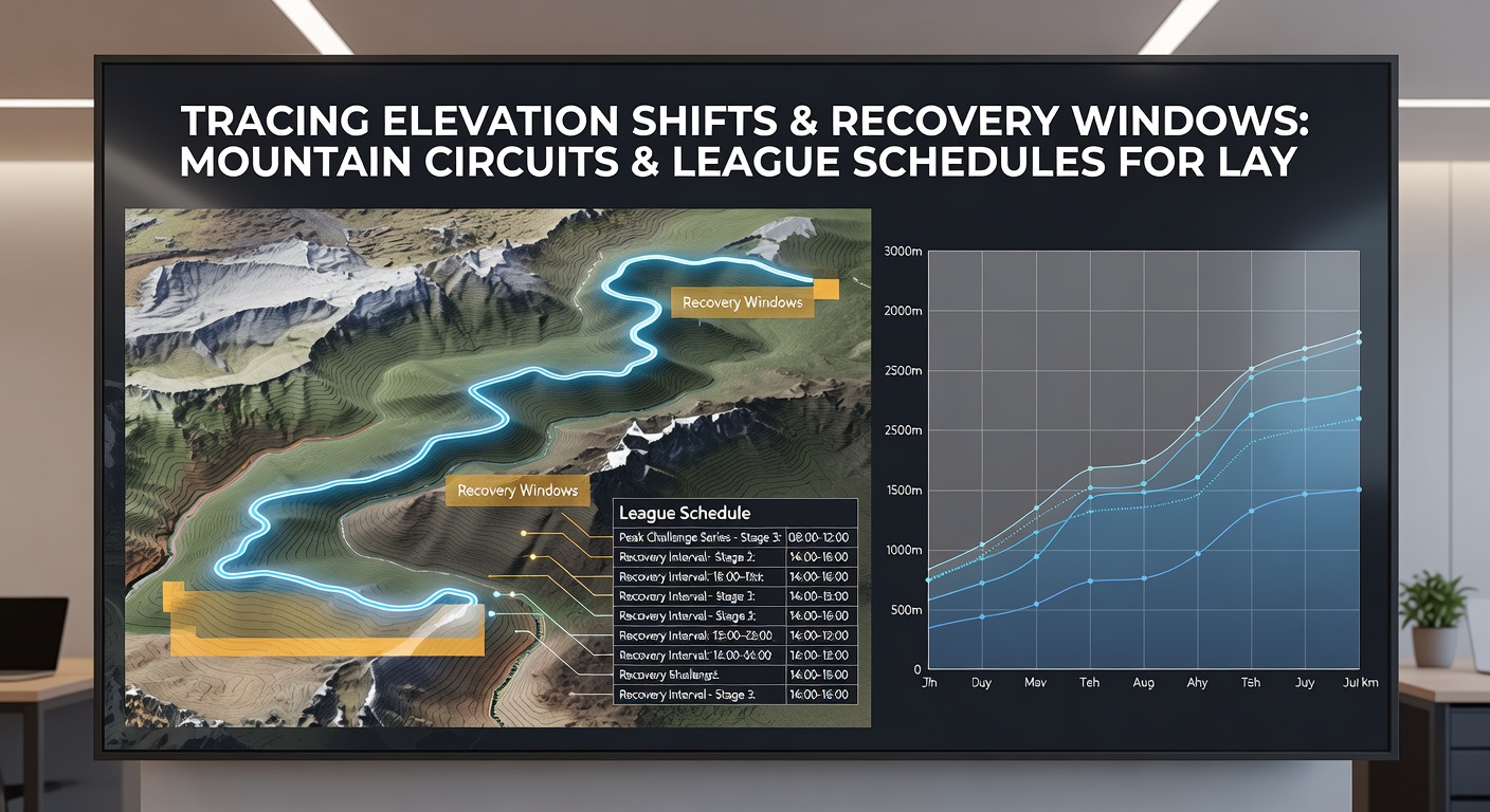 Layered selection chart combining mountain stage profiles with league fixture timelines for accumulator construction