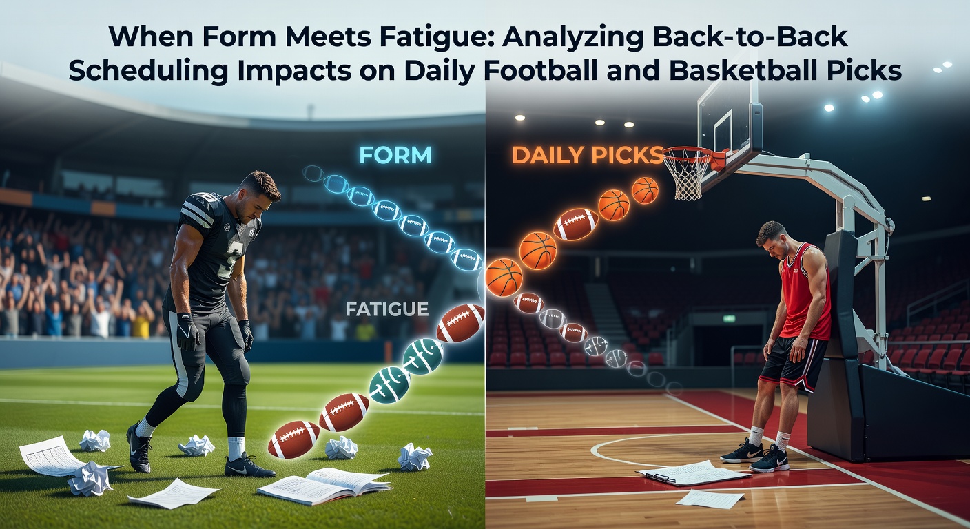 Visual breakdown of back-to-back game schedules affecting football and basketball team performance metrics